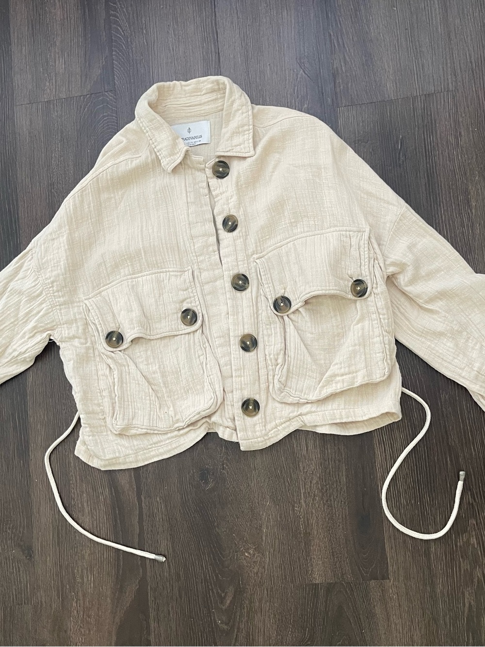 stradivarius Cream Utility Cropped Jacket with Drawstring